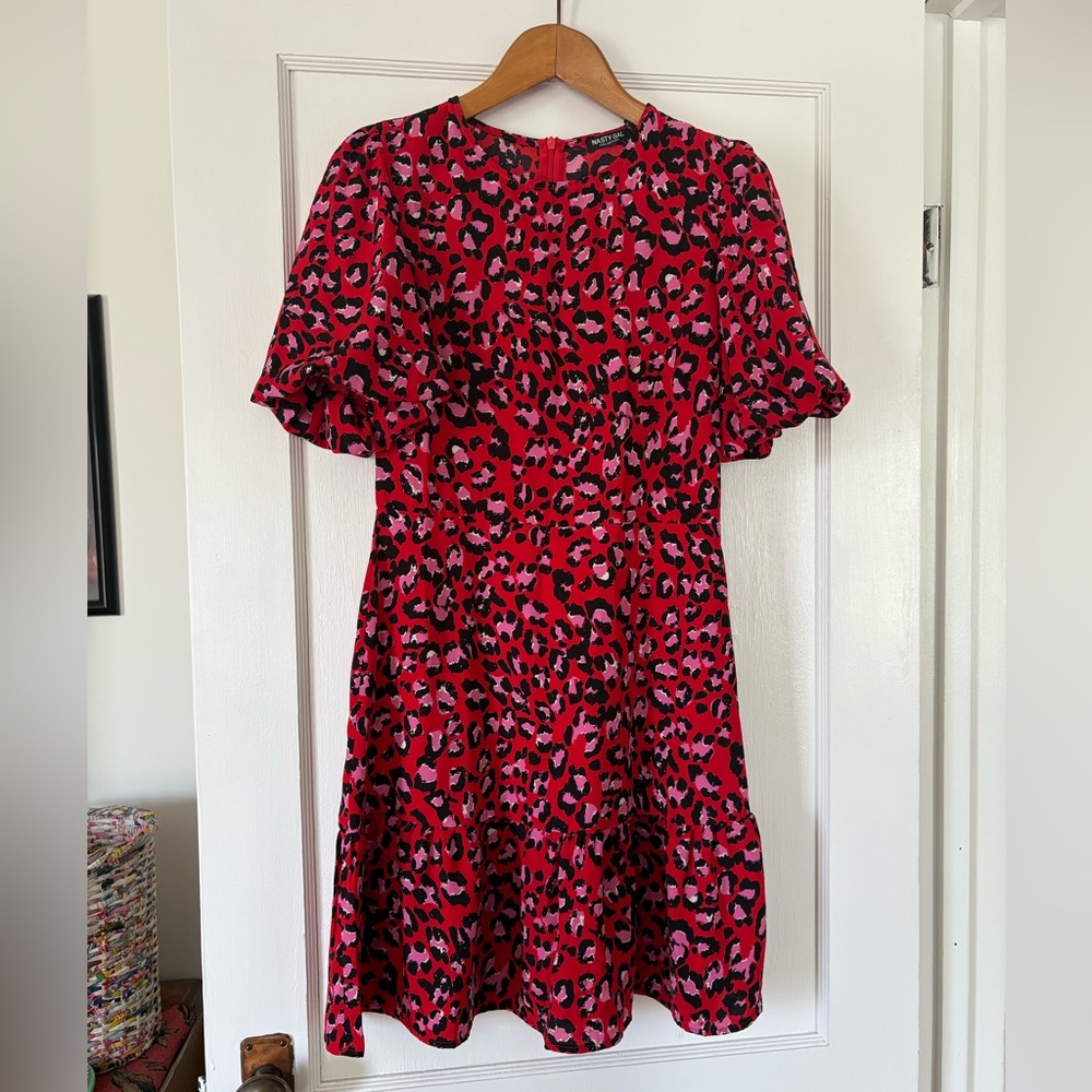 Nasty Gal Red Leopard Print Dress